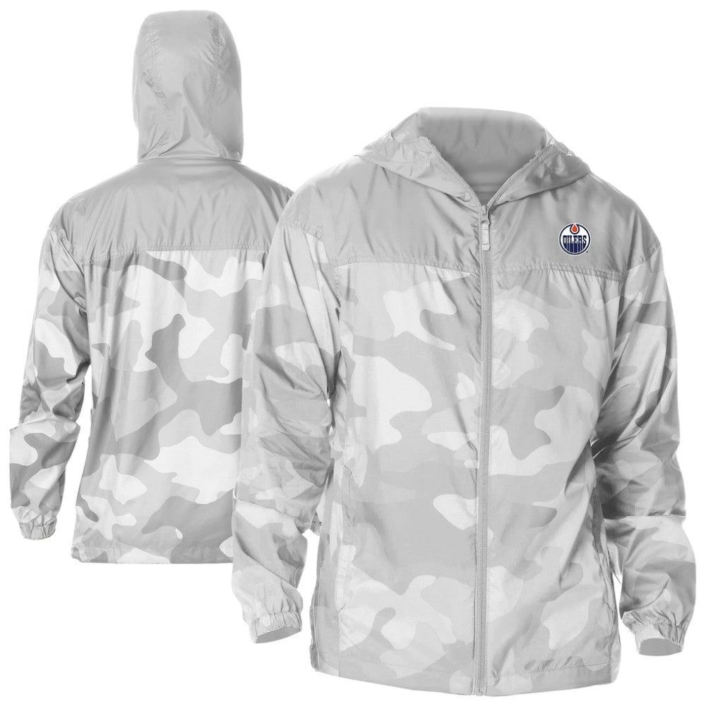 Edmonton Oilers Columbia Camo Flash Challenger Omni-Shade Full-Zip Hoodie Windbreaker - Gray | NHL sale
