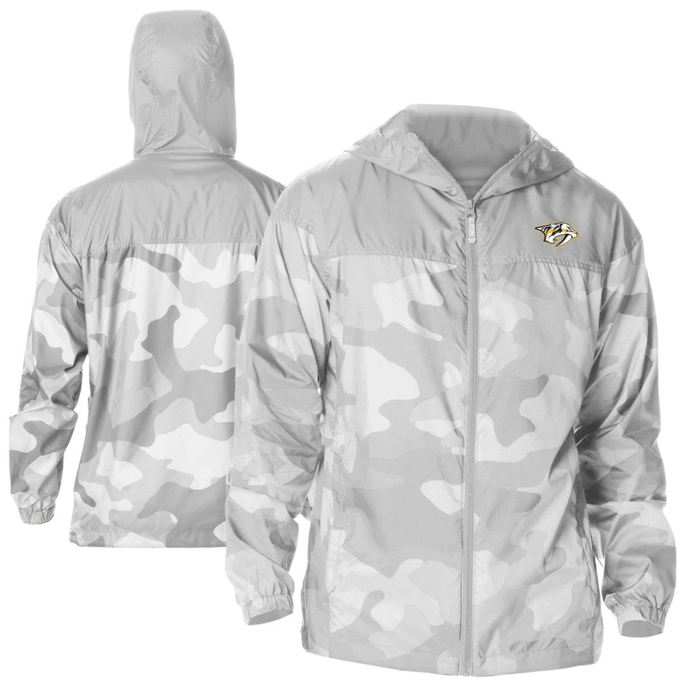 Nashville Predators Columbia Camo Flash Challenger Omni-Shade Full-Zip Hoodie Windbreaker - Gray | NHL Clearance