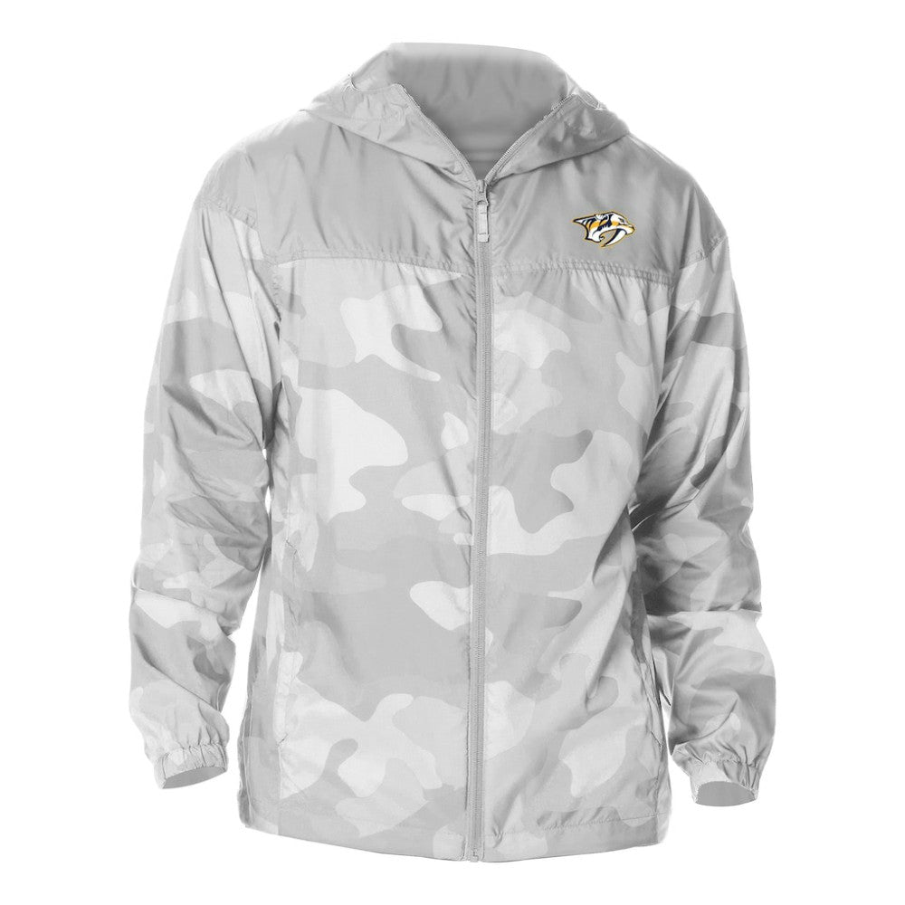 Nashville Predators Columbia Camo Flash Challenger Omni-Shade Full-Zip Hoodie Windbreaker - Gray | NHL Clearance