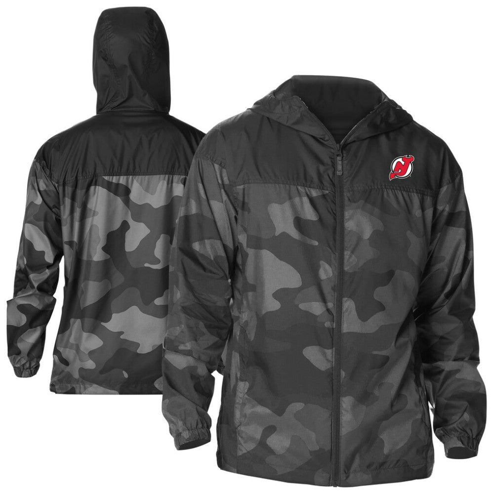 New Jersey Devils Columbia Camo Flash Challenger Omni-Shade Full-Zip Hoodie Windbreaker - Black | NHL Clearance