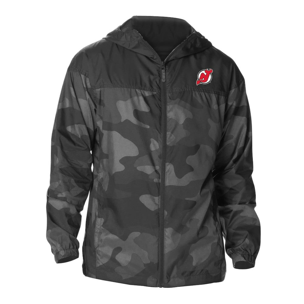 New Jersey Devils Columbia Camo Flash Challenger Omni-Shade Full-Zip Hoodie Windbreaker - Black | NHL Clearance
