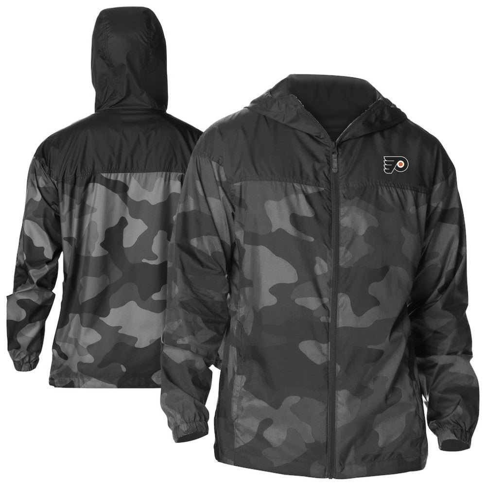 Philadelphia Flyers Columbia Camo Flash Challenger Omni-Shade Full-Zip Hoodie Windbreaker - Black | NHL Lifestyle