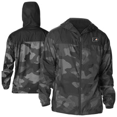 Philadelphia Flyers Columbia Camo Flash Challenger Omni-Shade Full-Zip Hoodie Windbreaker - Black | NHL Lifestyle