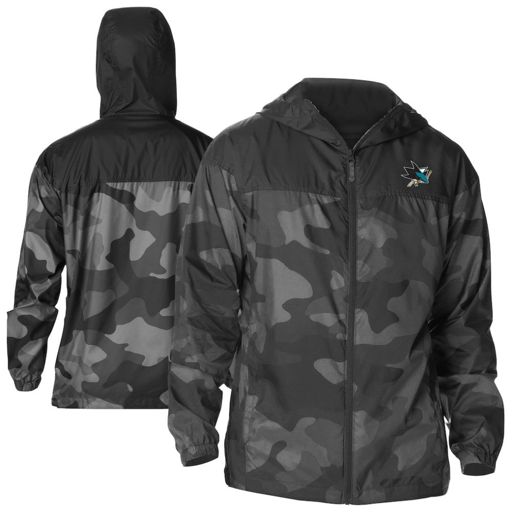 San Jose Sharks Columbia Camo Flash Challenger Omni-Shade Full-Zip Hoodie Windbreaker - Black | NHL online