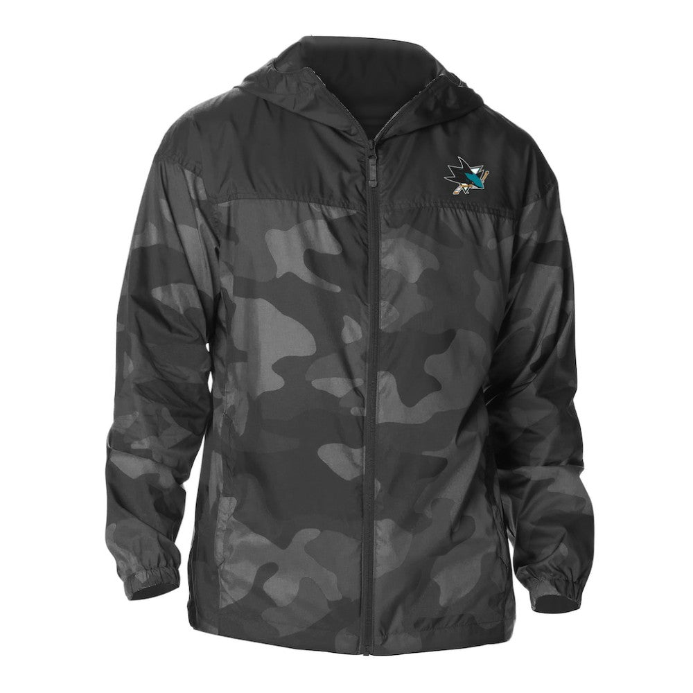 San Jose Sharks Columbia Camo Flash Challenger Omni-Shade Full-Zip Hoodie Windbreaker - Black | NHL online
