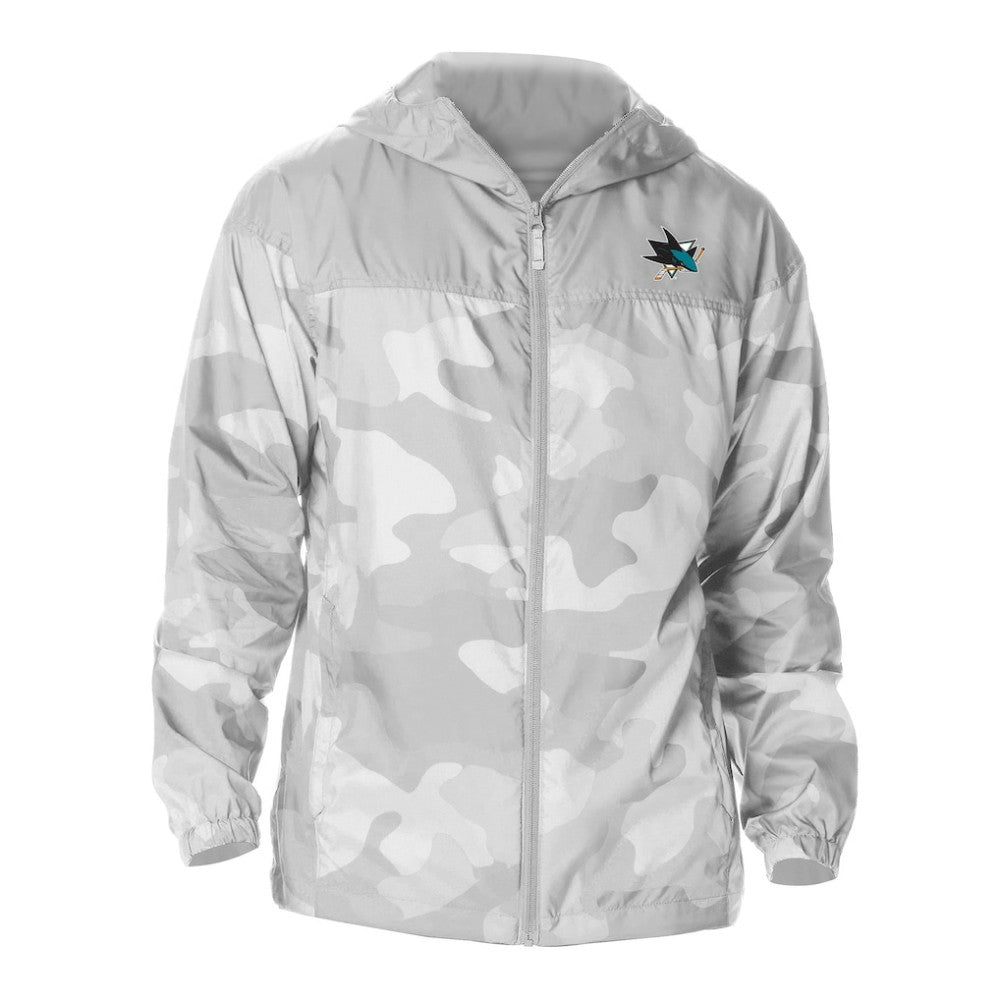 San Jose Sharks Columbia Camo Flash Challenger Omni-Shade Full-Zip Hoodie Windbreaker - Gray | NHL on sale