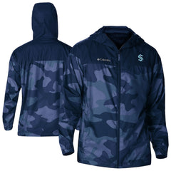 Seattle Kraken Columbia Camo Flash Challenger Omni-Shade Full-Zip Hoodie Windbreaker - Navy | NHL sale