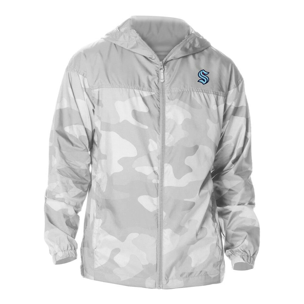 Seattle Kraken Columbia Camo Flash Challenger Omni-Shade Full-Zip Hoodie Windbreaker - Gray | NHL Lifestyle