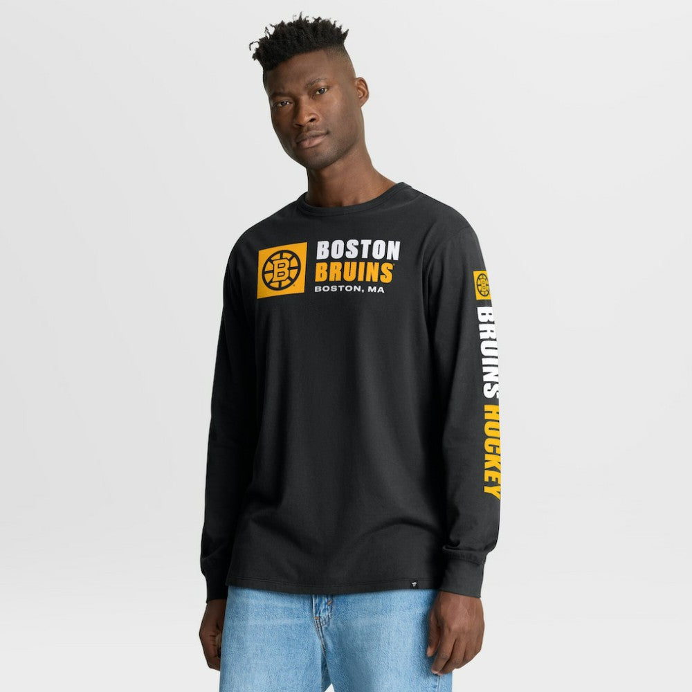 Boston Bruins Fanatics Goal Crease Legacy Long Sleeve T-Shirt - Black | Fanatics Lifestyle