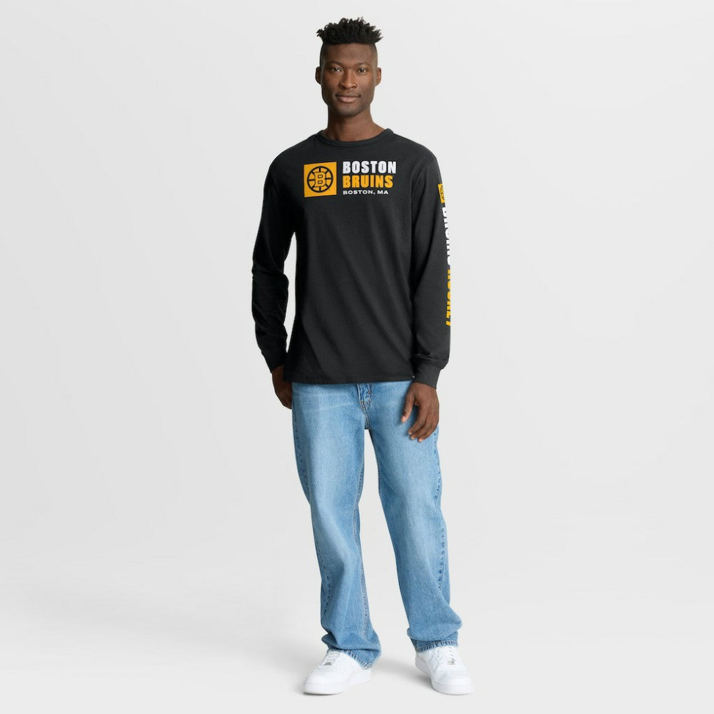 Boston Bruins Fanatics Goal Crease Legacy Long Sleeve T-Shirt - Black | Fanatics Lifestyle