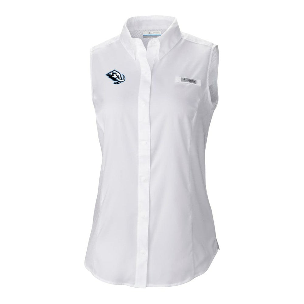 Utah Mammoth Columbia Women's Tamiami Omni-Shade Sleeveless Button-Up Shirt - White | NHL Clearance