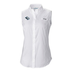Utah Mammoth Columbia Women's Tamiami Omni-Shade Sleeveless Button-Up Shirt - White | NHL Clearance