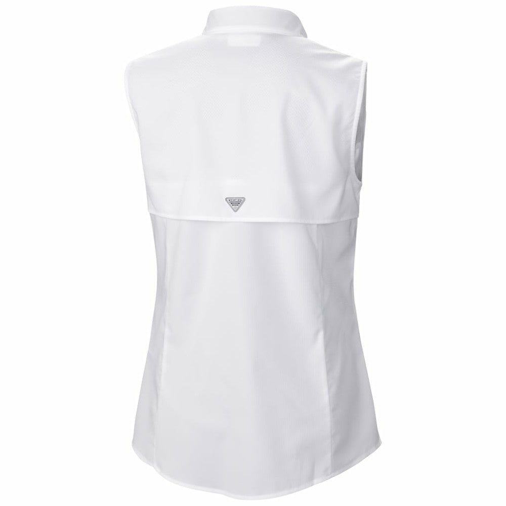 Utah Mammoth Columbia Women's Tamiami Omni-Shade Sleeveless Button-Up Shirt - White | NHL Clearance