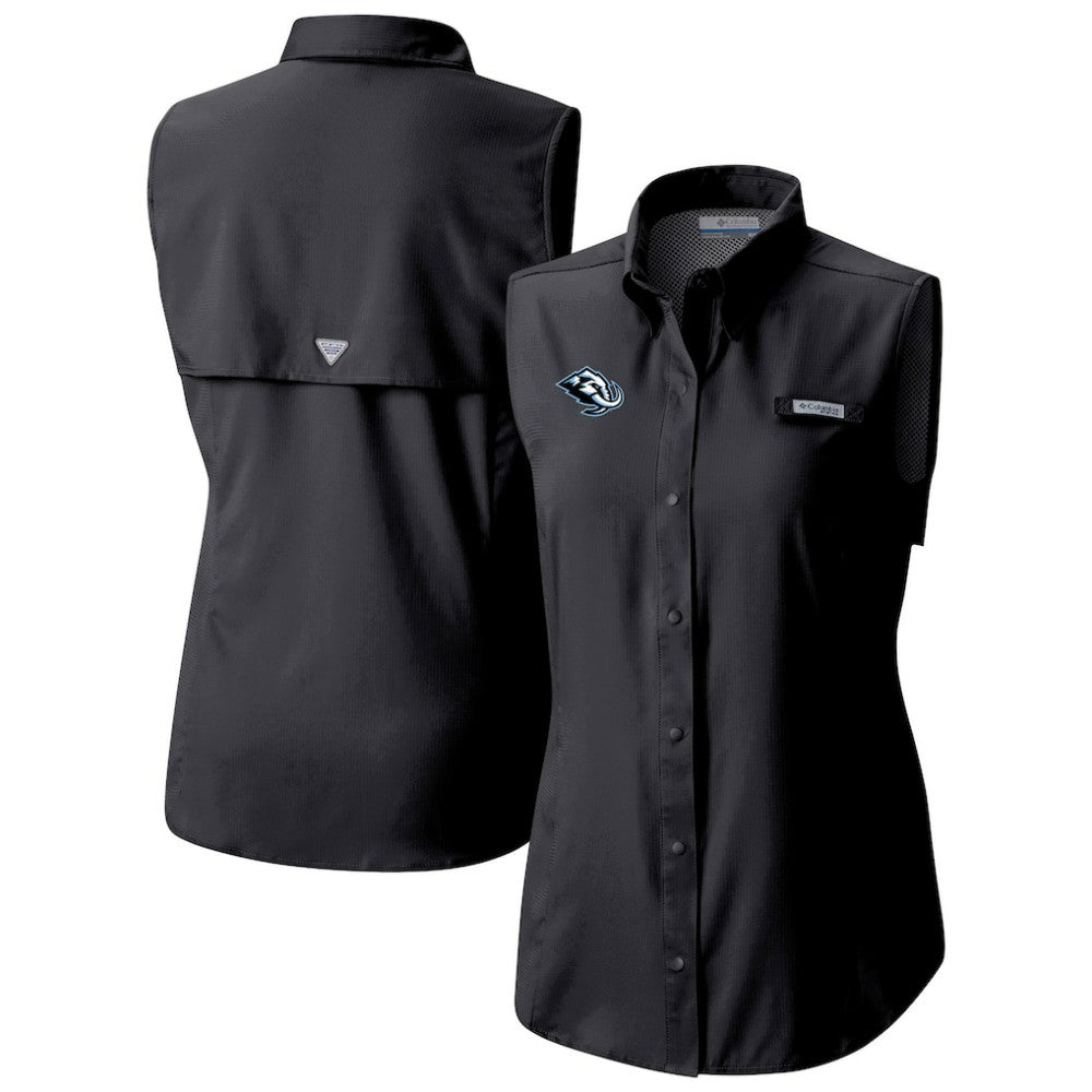 Utah Mammoth Columbia Women's Tamiami Omni-Shade Sleeveless Button-Up Shirt - Black | NHL sale
