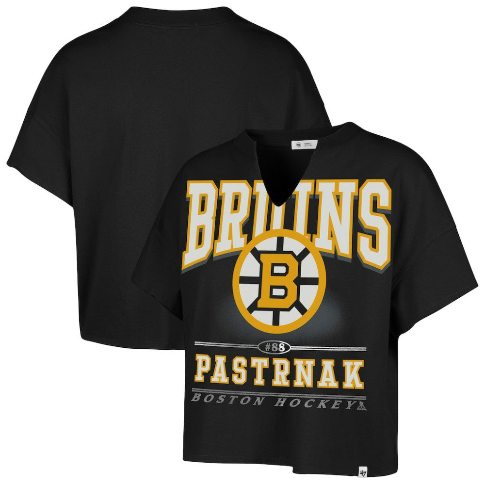 David Pastrnak Boston Bruins '47 Women's Elation Name & Number Oversized Notch Neck T-Shirt - Black | 47 brand near me
