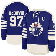 Connor McDavid Edmonton Oilers '47 Player Name & Number Sweep Check Eternal Lacer Sweatshirt - Royal | 47 brand sale