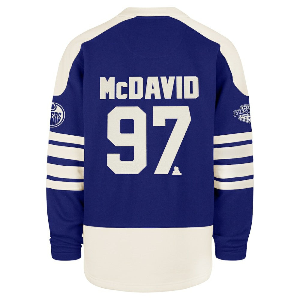 Connor McDavid Edmonton Oilers '47 Player Name & Number Sweep Check Eternal Lacer Sweatshirt - Royal | 47 brand sale