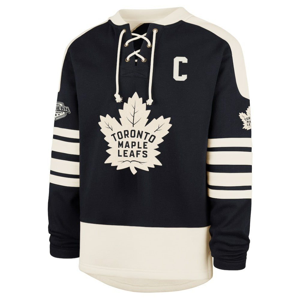 Auston Matthews Toronto Maple Leafs '47 Player Name & Number Sweep Check Eternal Lacer Sweatshirt - Navy | 47 brand Lifestyle