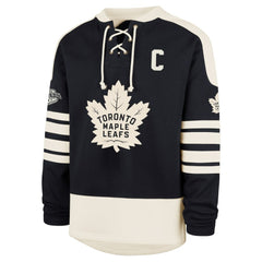 Auston Matthews Toronto Maple Leafs '47 Player Name & Number Sweep Check Eternal Lacer Sweatshirt - Navy | 47 brand Lifestyle