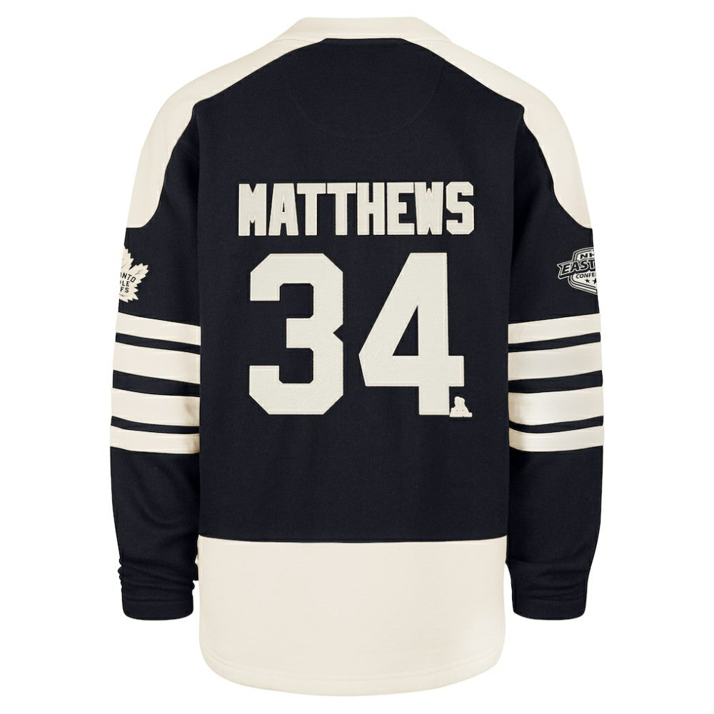Auston Matthews Toronto Maple Leafs '47 Player Name & Number Sweep Check Eternal Lacer Sweatshirt - Navy | 47 brand Lifestyle