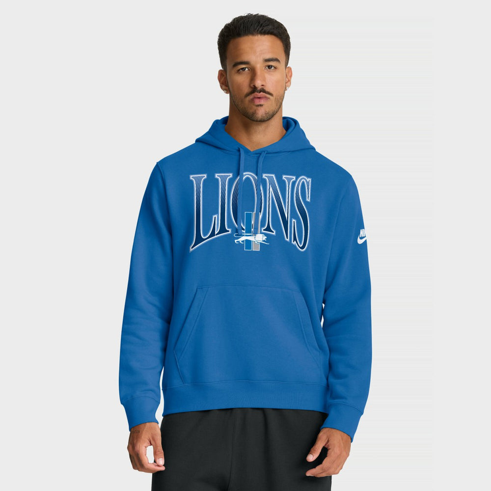Detroit Lions Full Blitz Club Fleece Pullover Hoodie - Blue - Nike