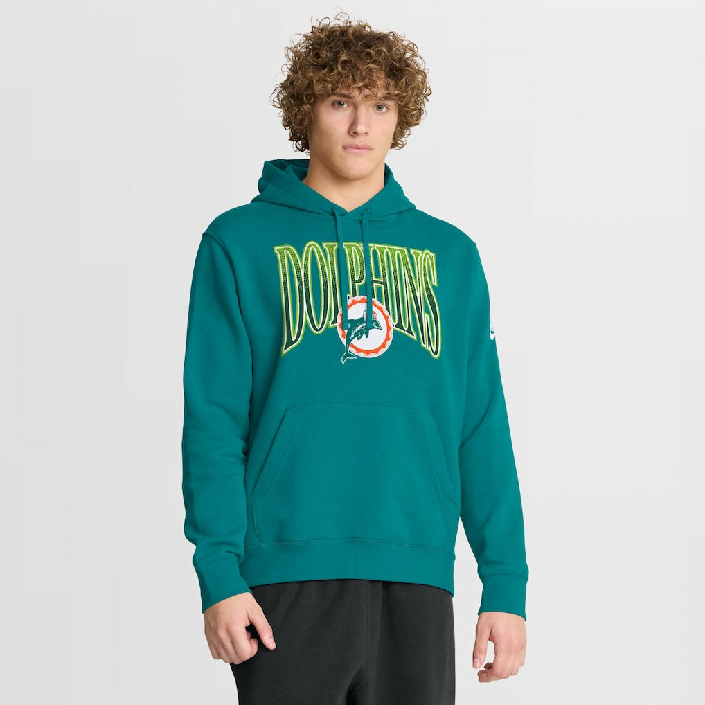 Miami Dolphins Full Blitz Club Fleece Pullover Hoodie - Aqua - Nike