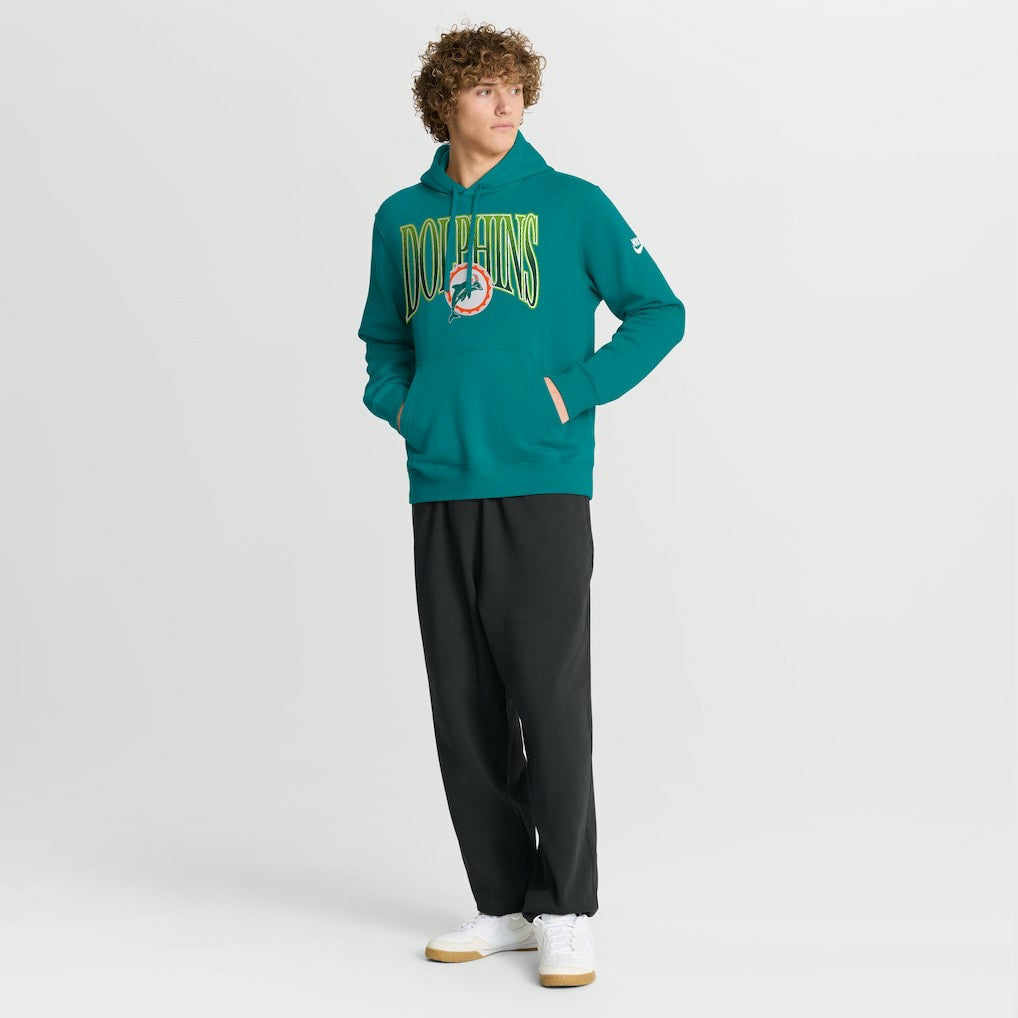 Miami Dolphins Full Blitz Club Fleece Pullover Hoodie - Aqua - Nike