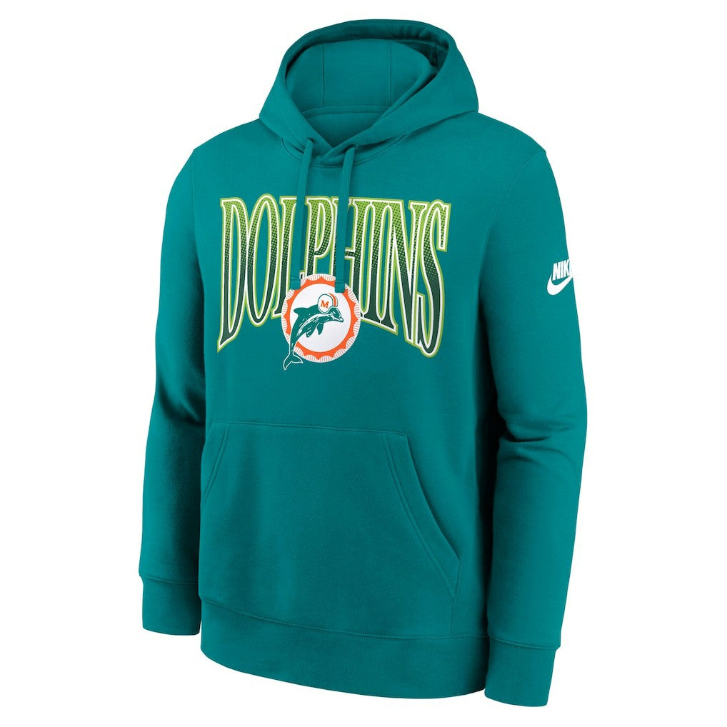Miami Dolphins Full Blitz Club Fleece Pullover Hoodie - Aqua - Nike