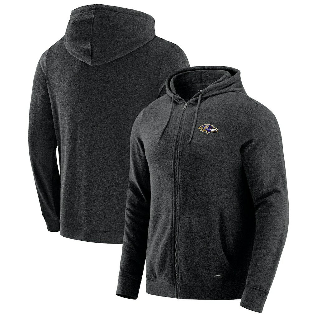 Baltimore Ravens J. Palmer Players Lounge Tri-Blend Full-Zip Hoodie - Dark Heather Gray - NFL