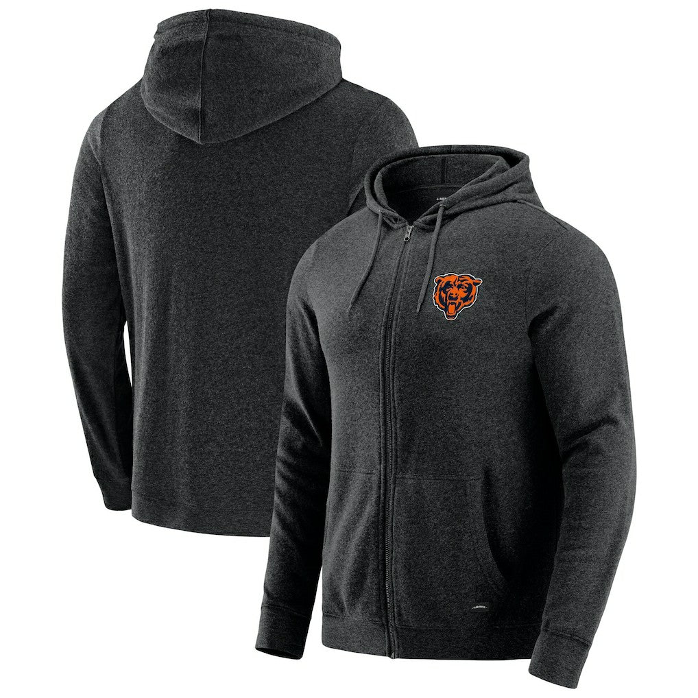 Chicago Bears J. Palmer Players Lounge Tri-Blend Full-Zip Hoodie - Dark Heather Gray - NFL