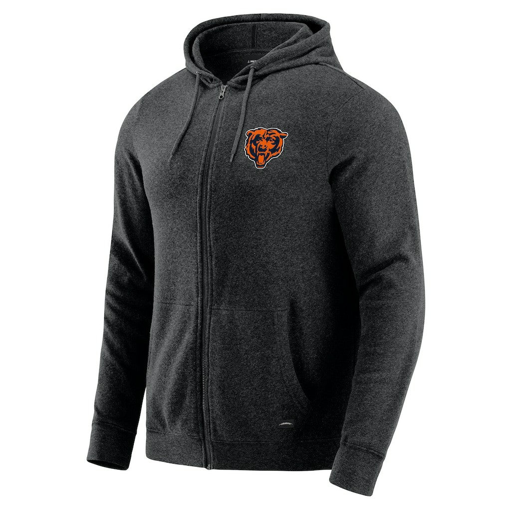 Chicago Bears J. Palmer Players Lounge Tri-Blend Full-Zip Hoodie - Dark Heather Gray - NFL