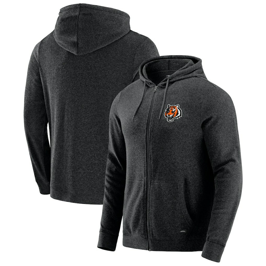Cincinnati Bengals J. Palmer Players Lounge Tri-Blend Full-Zip Hoodie - Dark Heather Gray - NFL