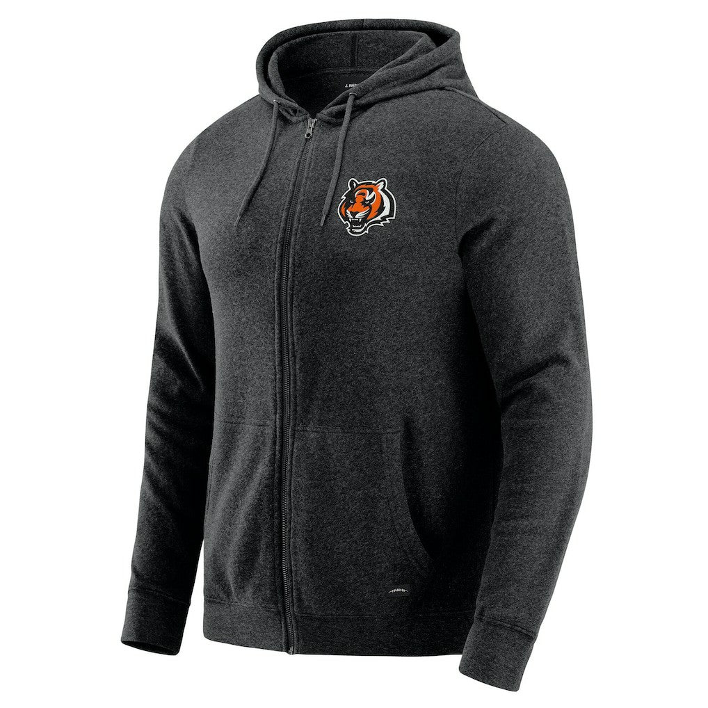 Cincinnati Bengals J. Palmer Players Lounge Tri-Blend Full-Zip Hoodie - Dark Heather Gray - NFL