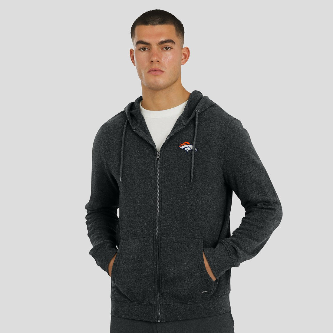 Denver Broncos J. Palmer Players Lounge Tri-Blend Full-Zip Hoodie - Dark Heather Gray - NFL