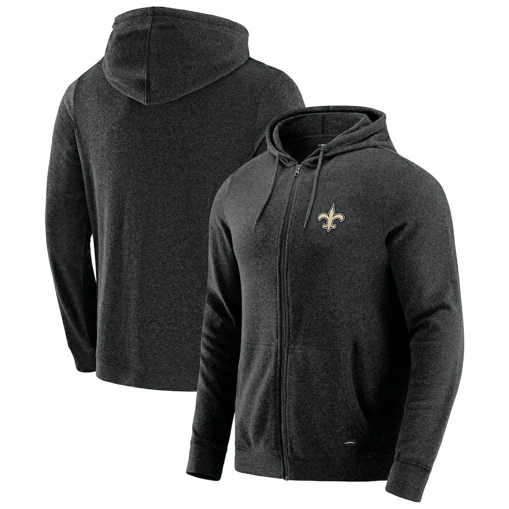New Orleans Saints J. Palmer Players Lounge Tri-Blend Full-Zip Hoodie - Dark Heather Gray - NFL