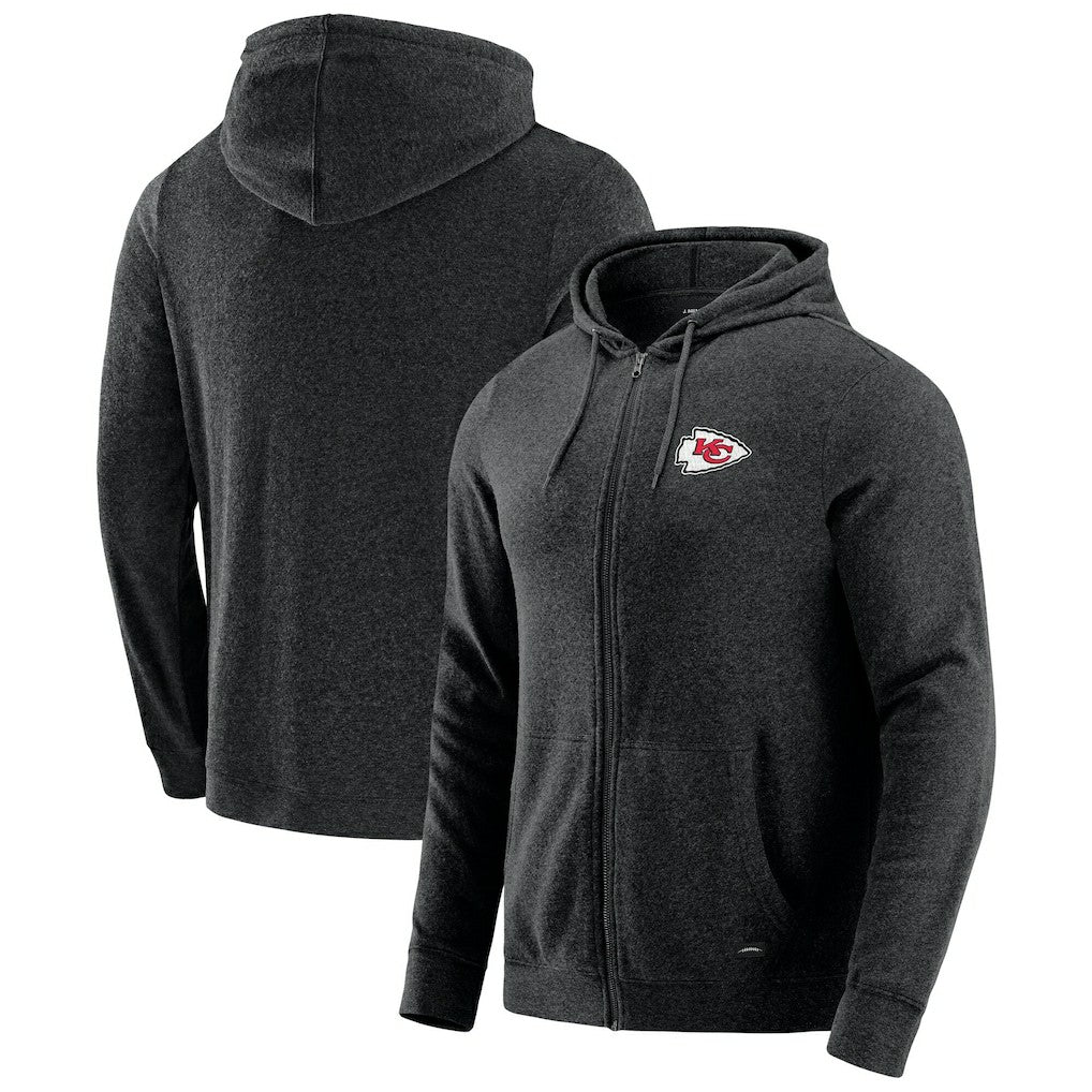 Kansas City Chiefs J. Palmer Players Lounge Tri-Blend Full-Zip Hoodie - Dark Heather Gray - NFL