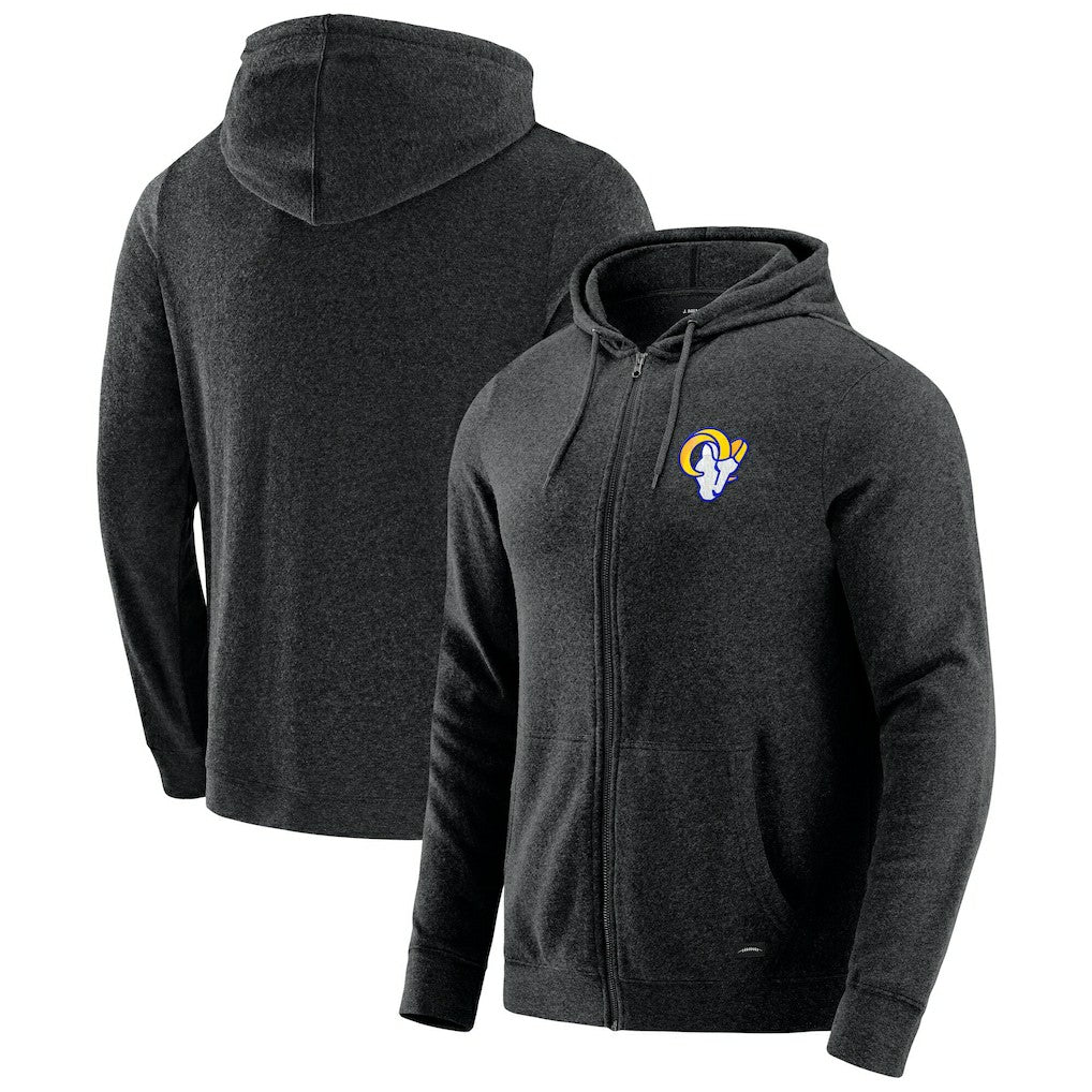 Los Angeles Rams J. Palmer Players Lounge Tri-Blend Full-Zip Hoodie - Dark Heather Gray - NFL