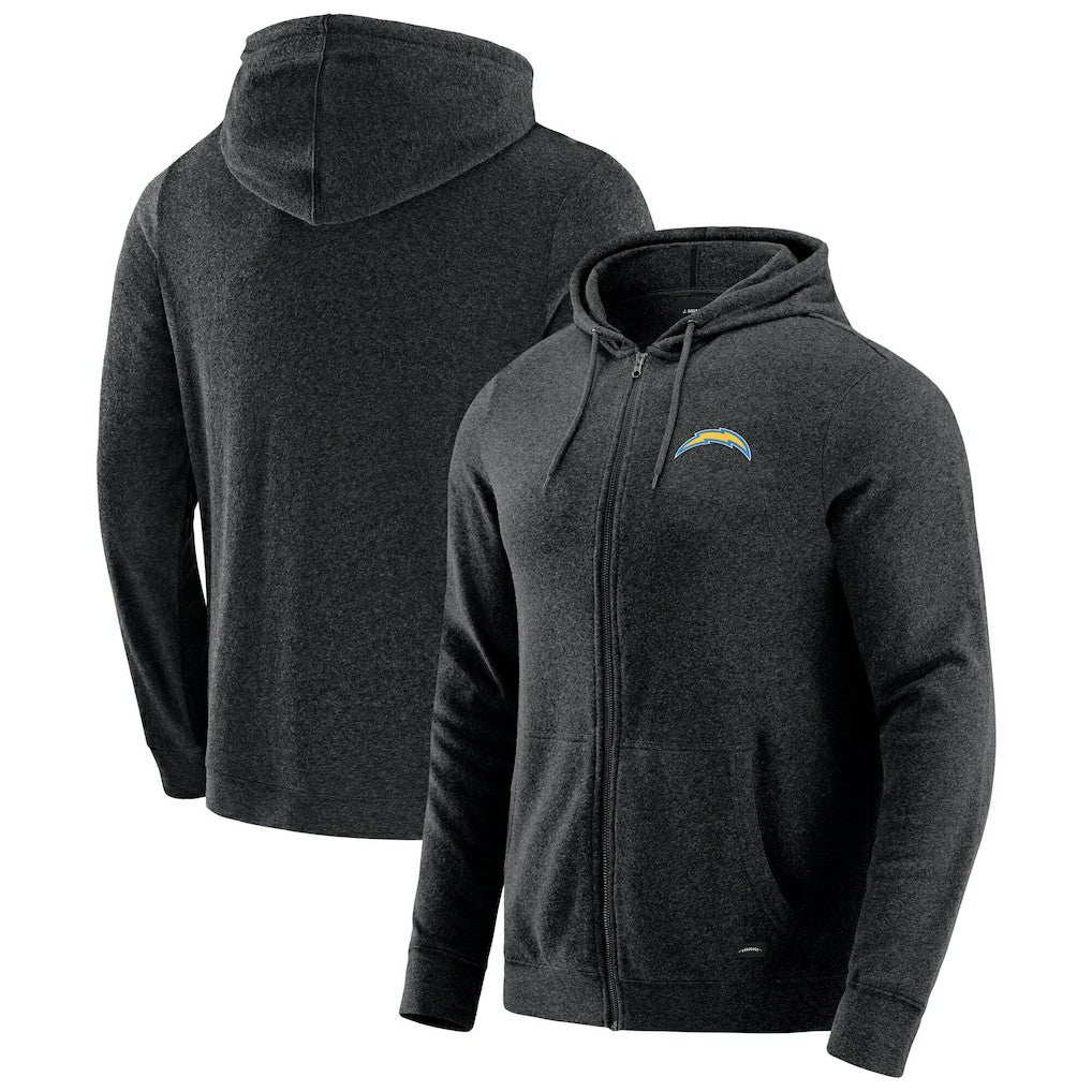 Los Angeles Chargers J. Palmer Players Lounge Tri-Blend Full-Zip Hoodie - Dark Heather Gray - NFL