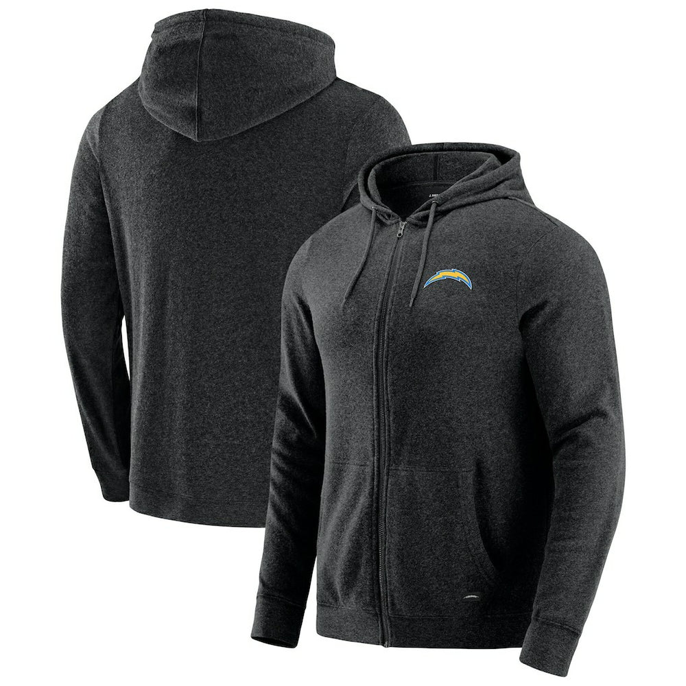 Los Angeles Chargers J. Palmer Players Lounge Tri-Blend Full-Zip Hoodie - Dark Heather Gray - NFL