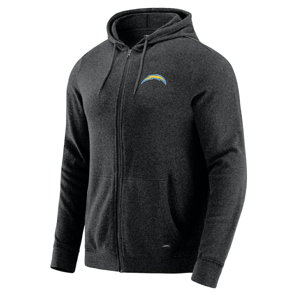 Los Angeles Chargers J. Palmer Players Lounge Tri-Blend Full-Zip Hoodie - Dark Heather Gray - NFL