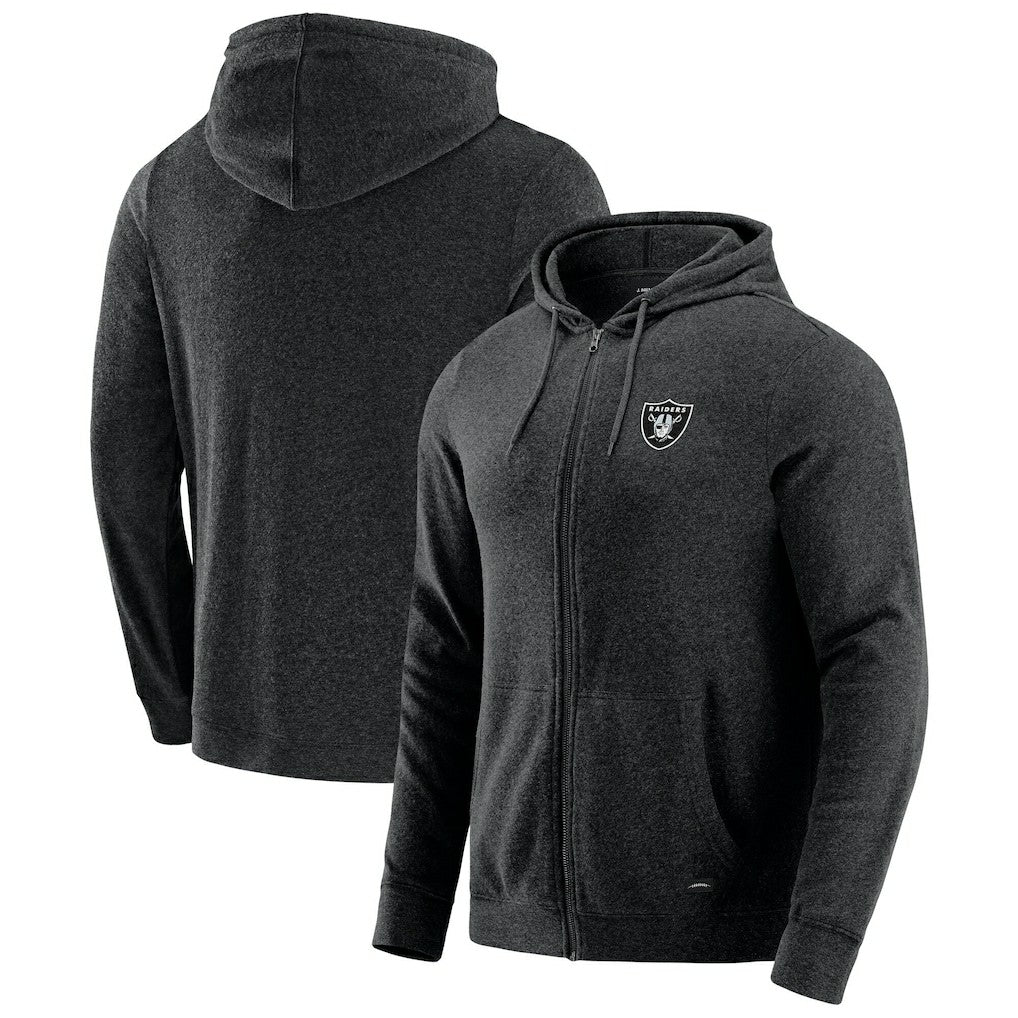 Las Vegas Raiders J. Palmer Players Lounge Tri-Blend Full-Zip Hoodie - Dark Heather Gray - NFL
