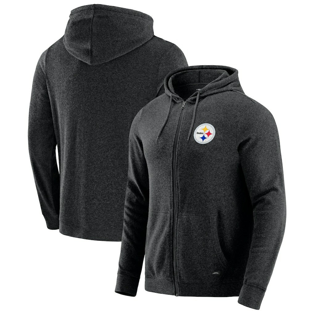 Pittsburgh Steelers J. Palmer Players Lounge Tri-Blend Full-Zip Hoodie - Dark Heather Gray - NFL