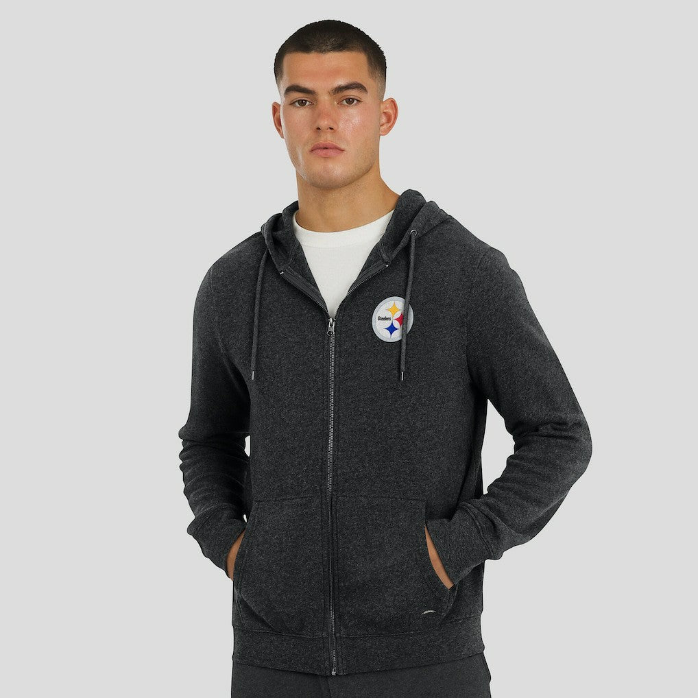Pittsburgh Steelers J. Palmer Players Lounge Tri-Blend Full-Zip Hoodie - Dark Heather Gray - NFL