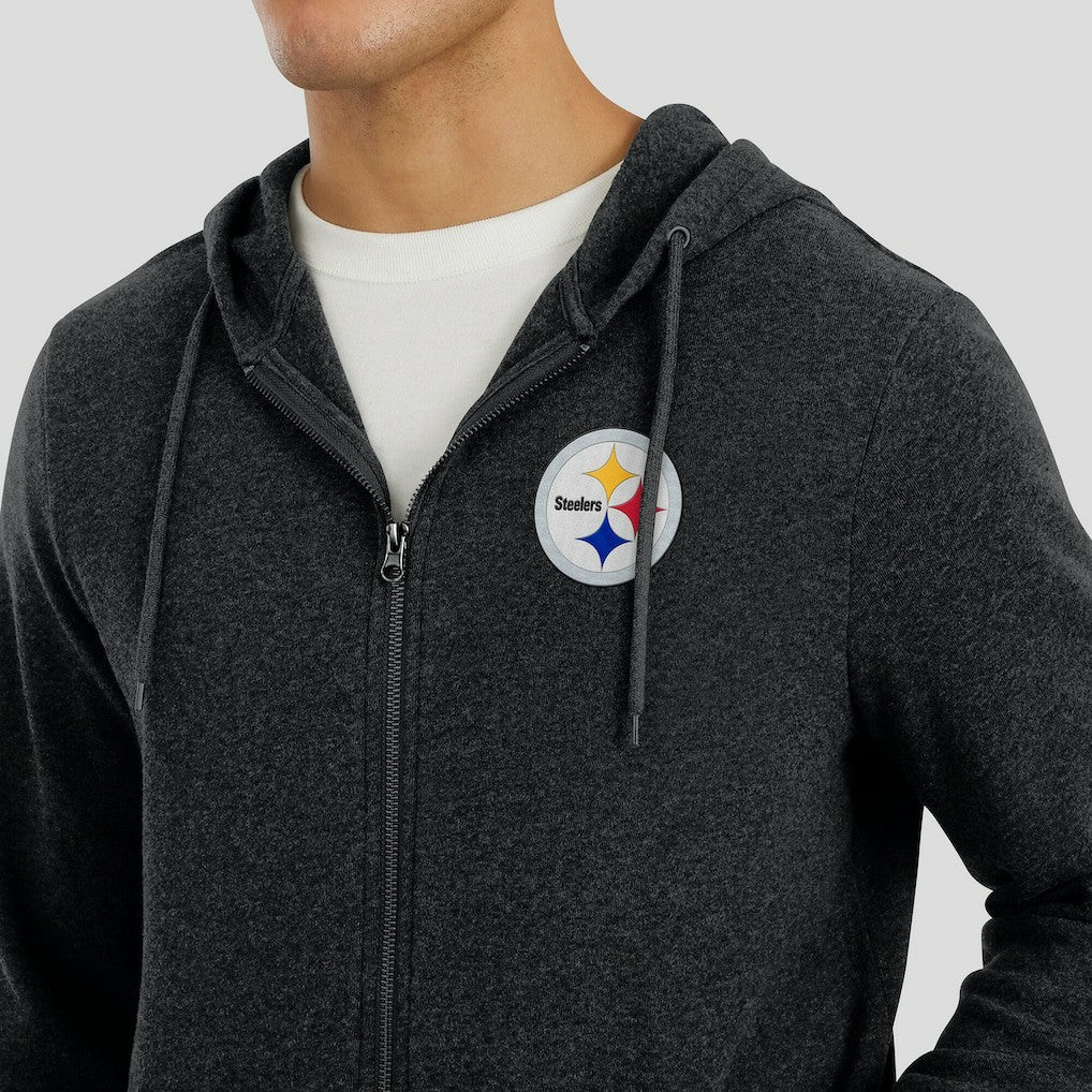 Pittsburgh Steelers J. Palmer Players Lounge Tri-Blend Full-Zip Hoodie - Dark Heather Gray - NFL