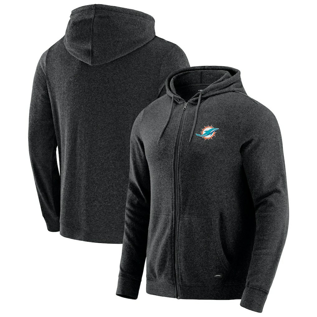 Miami Dolphins J. Palmer Players Lounge Tri-Blend Full-Zip Hoodie - Dark Heather Gray - NFL