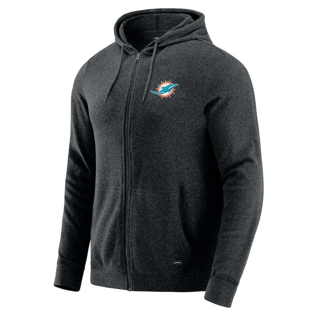Miami Dolphins J. Palmer Players Lounge Tri-Blend Full-Zip Hoodie - Dark Heather Gray - NFL