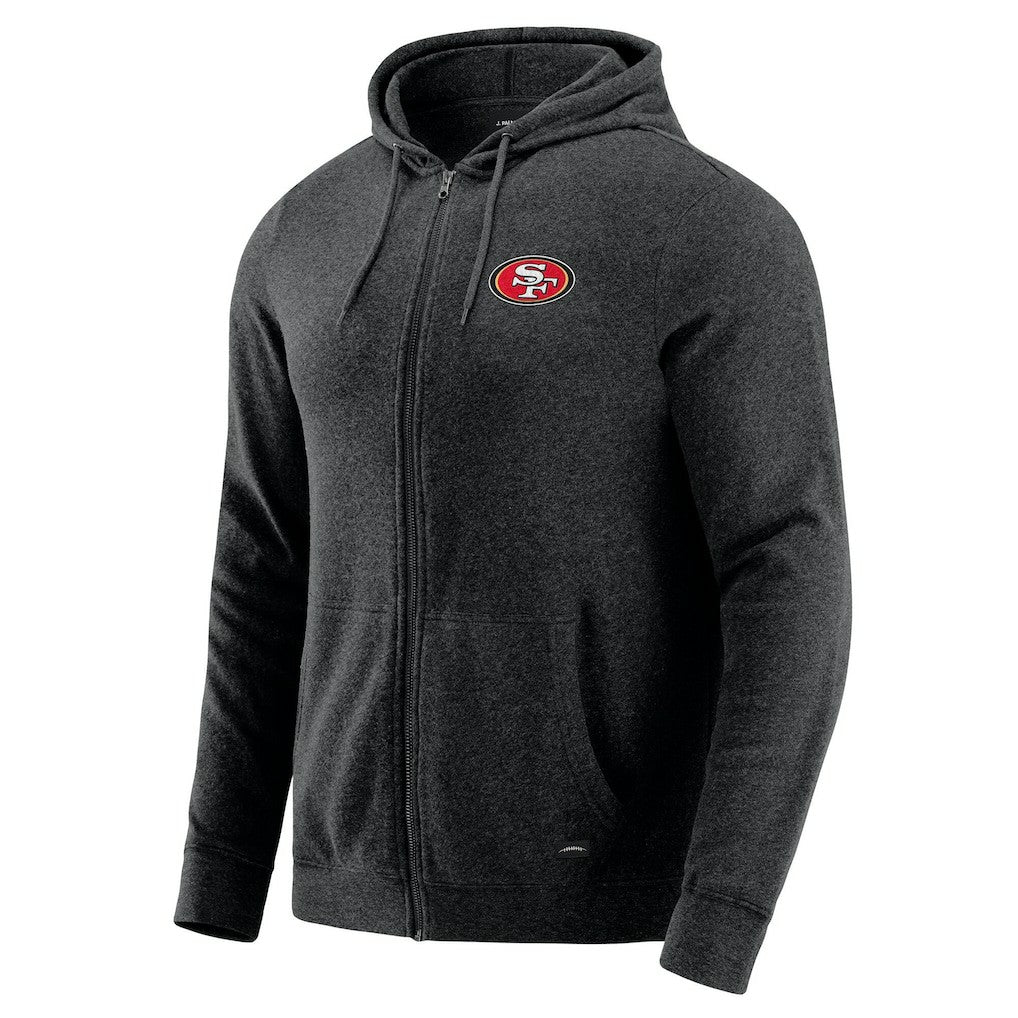 San Francisco 49ers J. Palmer Players Lounge Tri-Blend Full-Zip Hoodie - Dark Heather Gray - NFL