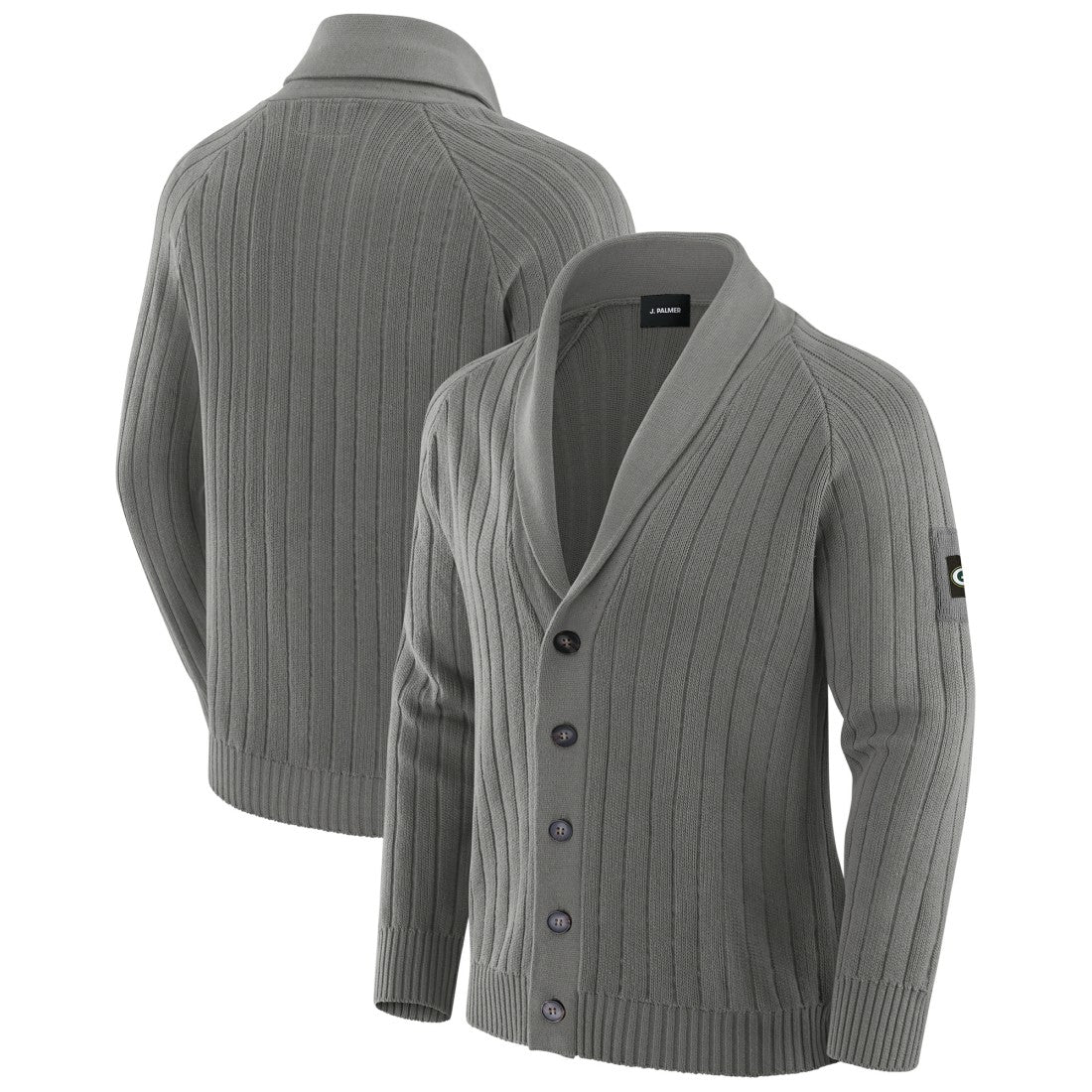 Green Bay Packers J. Palmer The Playmaker Cardigan Raglan Sweater - Graphite - NFL