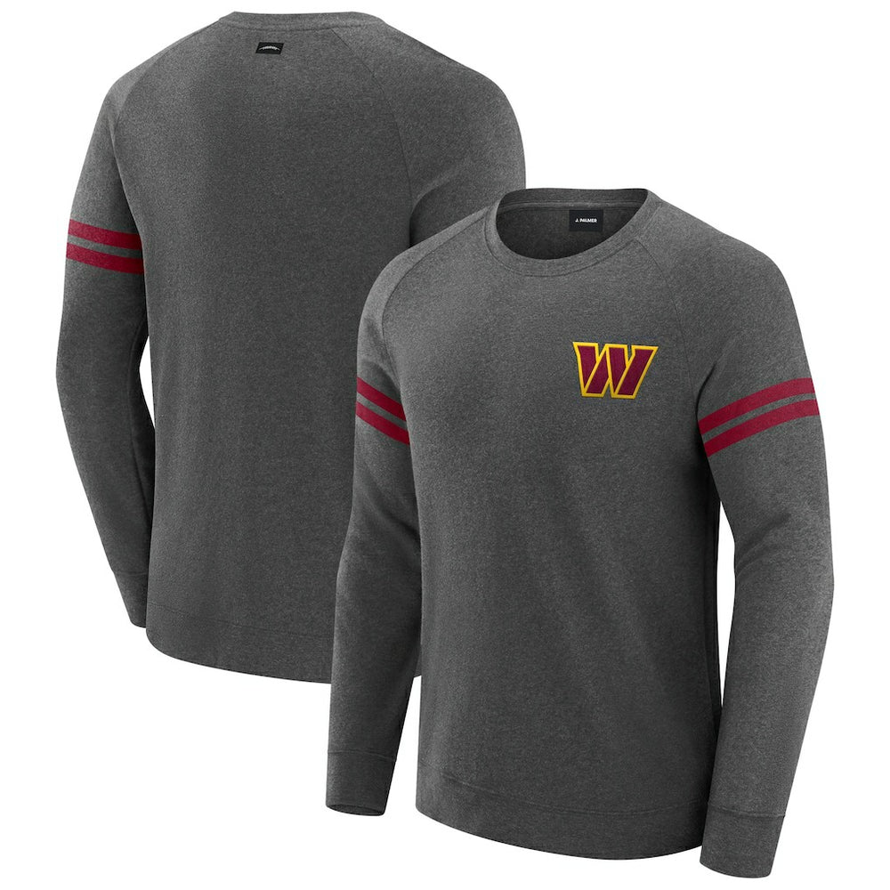 Washington Commanders J. Palmer Players Lounge Raglan Tri-Blend Sweatshirt - Dark Heather Gray - NFL