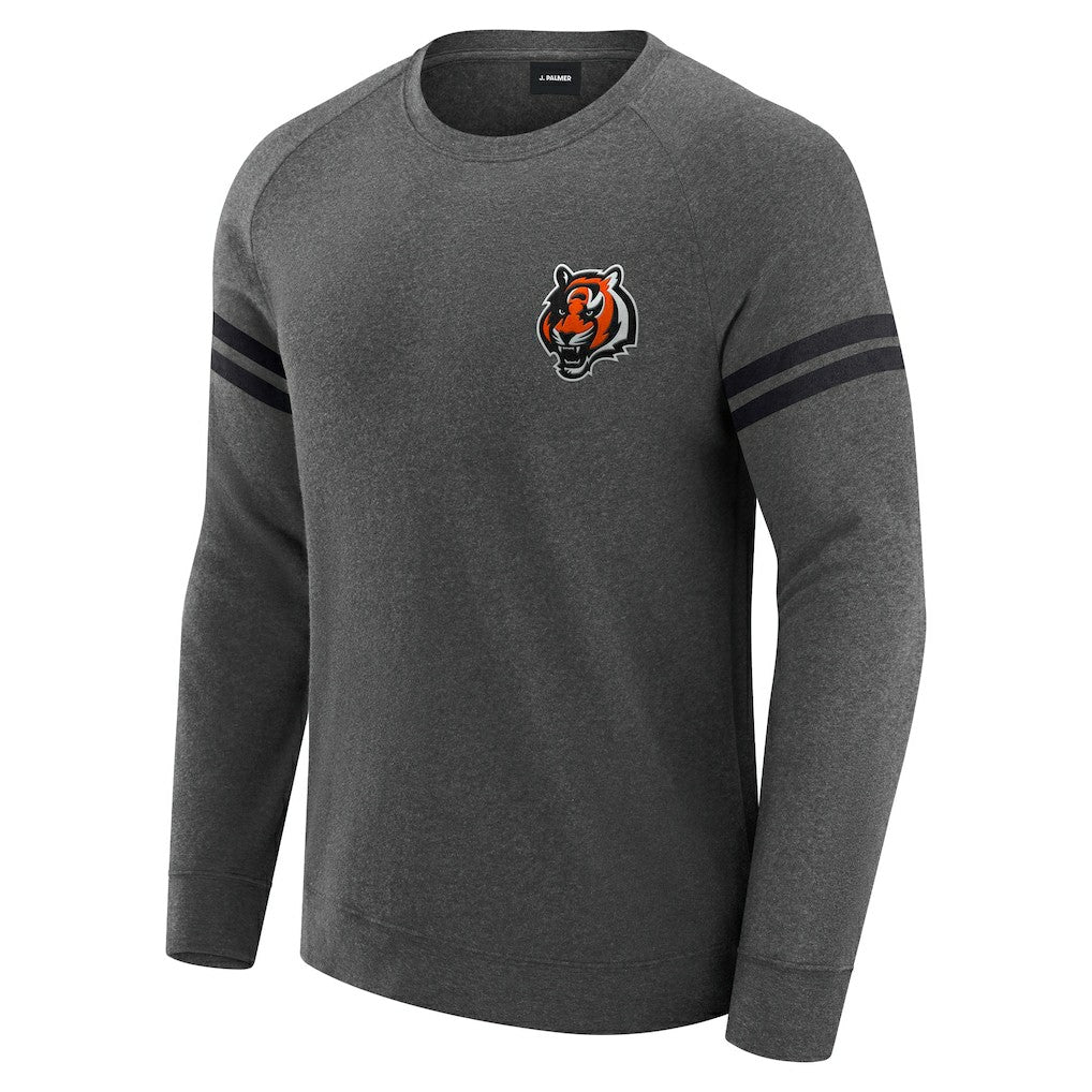 Cincinnati Bengals J. Palmer Players Lounge Raglan Tri-Blend Sweatshirt - Dark Heather Gray - NFL
